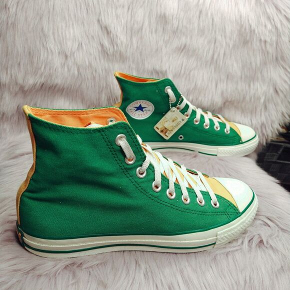 Converse Chuck Taylor All Star High Top Mens Sz 8 Womens Sz 10 Green Yellow - Picture 2 of 10